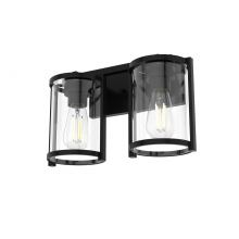 Hunter 48000 - Hunter Astwood Matte Black with Clear Glass 2 Light Bathroom Vanity Wall Light Fixture