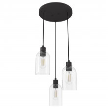 Hunter 19136 - Hunter Lochemeade Noble Bronze with Seeded Glass 3 Light Pendant Cluster Ceiling Light Fixture