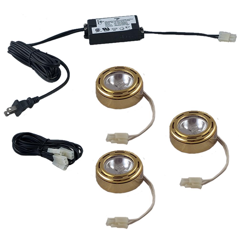 Three Light Halogen Plastic Puck Light Kit