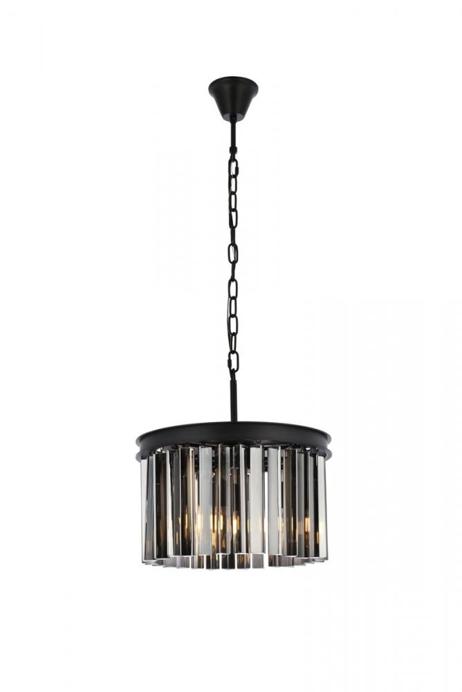 Sydney 3 Light Matte Black Pendant Silver Shade (Grey) Royal Cut Crystal