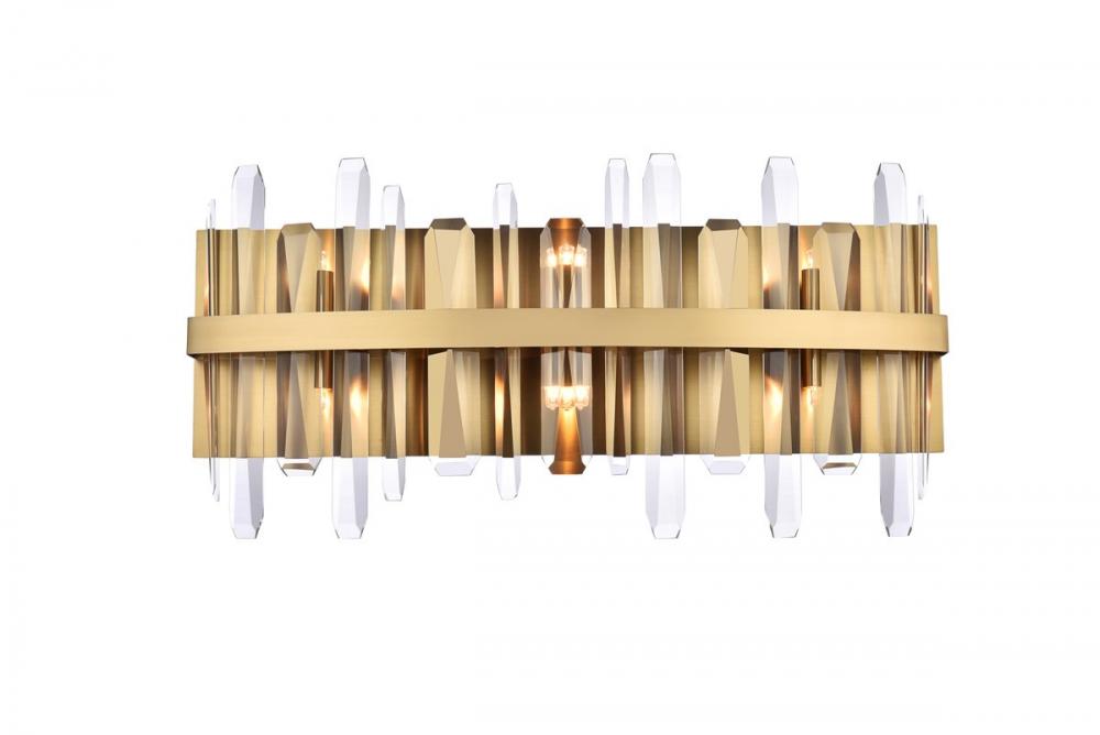 Serena 24 Inch Crystal Bath Sconce in Satin Gold