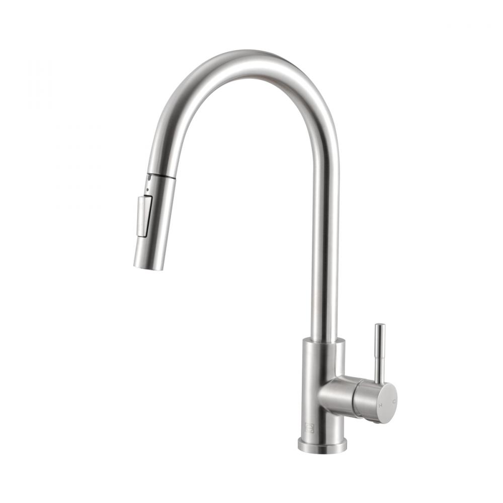 Luca Single Handle Pull Down Sprayer Kitchen Faucet with touch sensor in Brushed Nickel