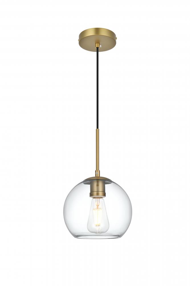 Baxter 8 Inch Pendant Clear Shade in Satin Gold