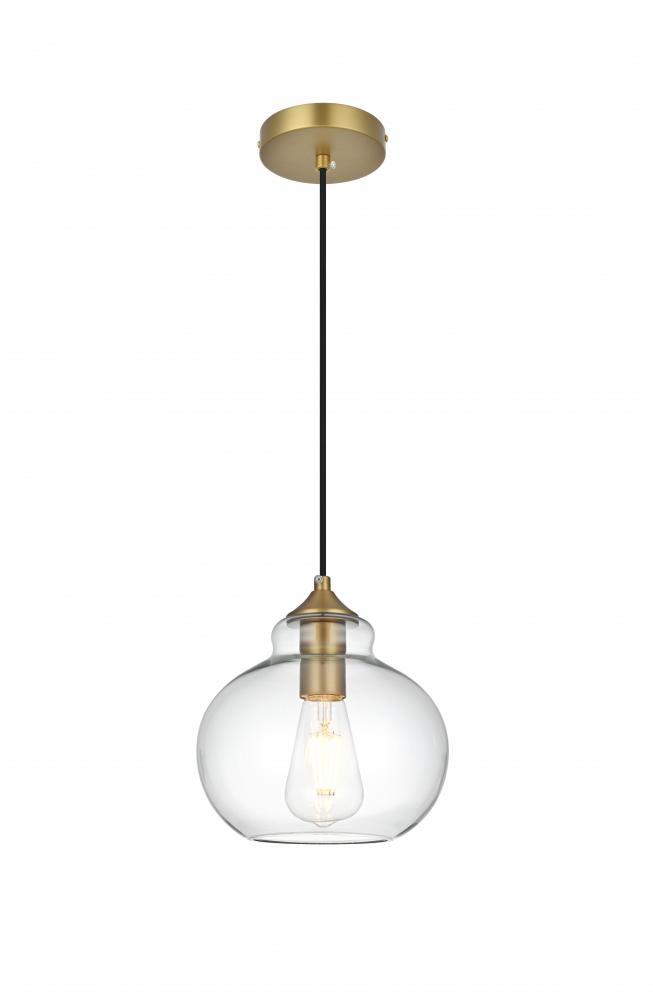 Destry 8 inch Pendant Clear Shade in Satin Gold