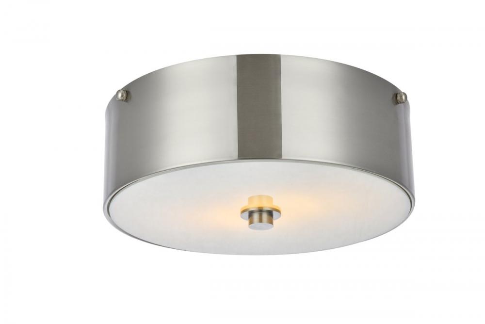 Hazen 2 Light 12 Inch Burnished Nickel Flush Mount