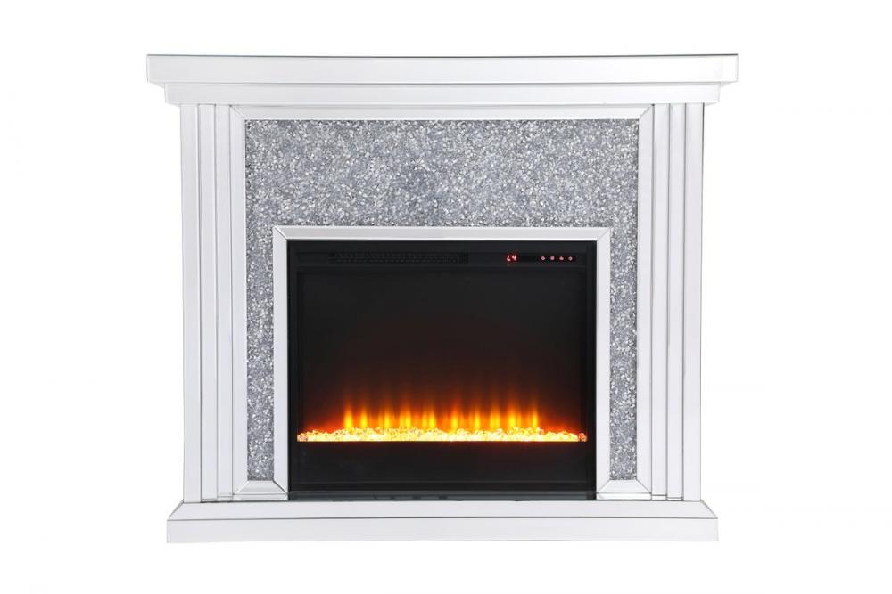 47.5 in. Crystal mirrored mantle with crystal insert fireplace