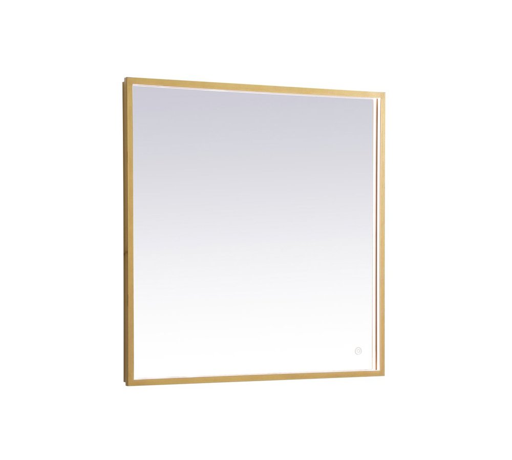 Pier 27x36 inch LED mirror with adjustable color temperature 3000K/4200K/6400K in brass