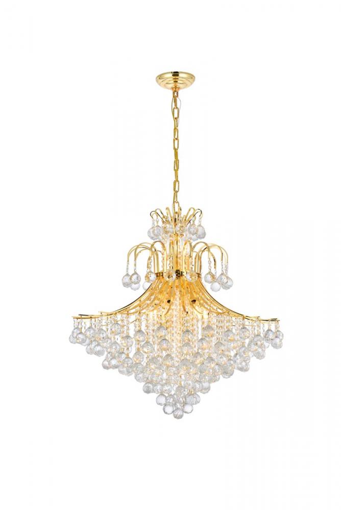 Toureg 15 Light Gold Chandelier Clear Royal Cut Crystal