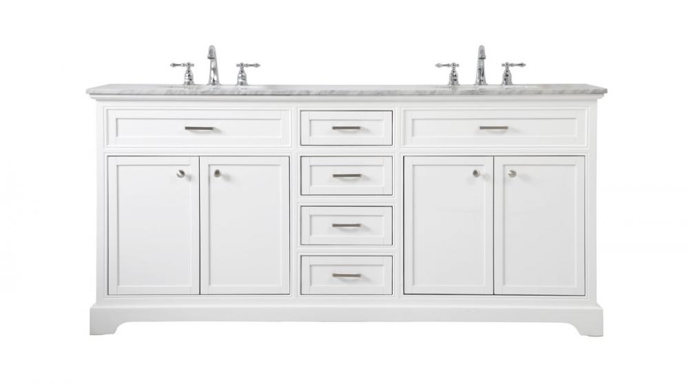 72 Inch Double Bathroom Vanity in White