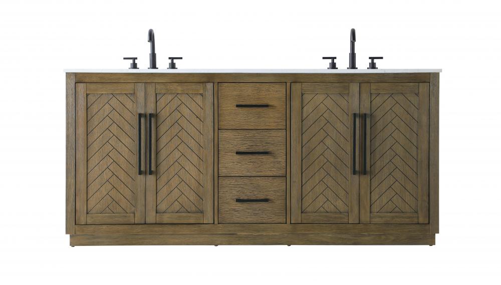 72 inch Double Bathroom Vanity in Hazel Oak