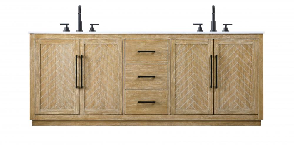 84 inch Double Bathroom Vanity in Linen Oak