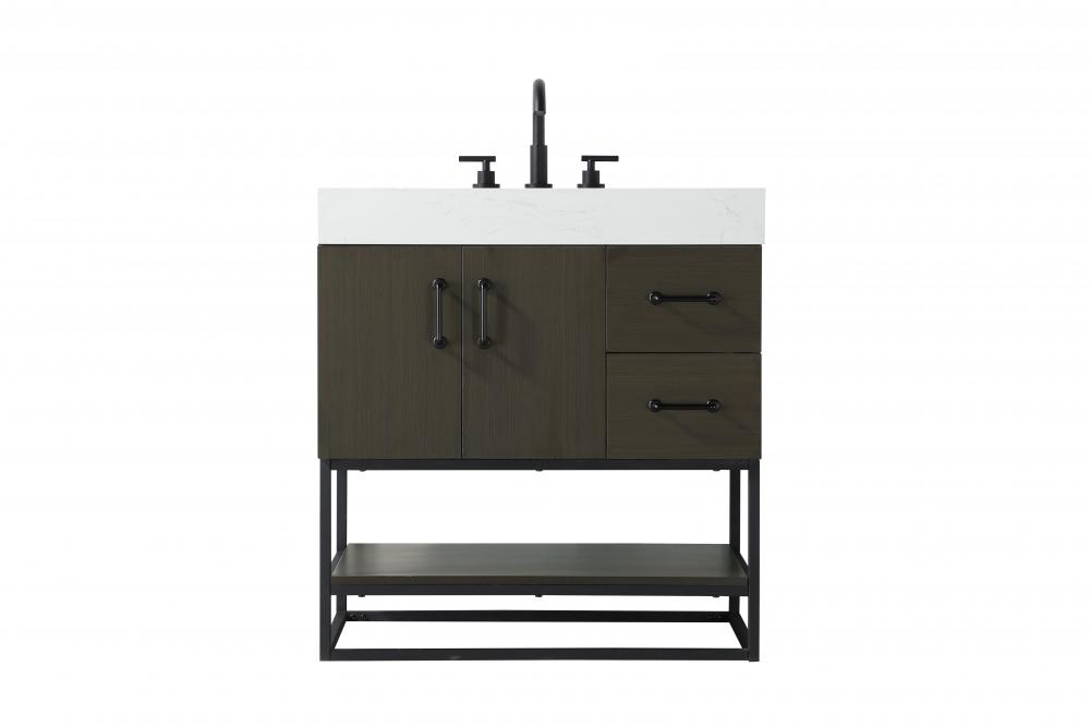 32 inch Single Bathroom Vanity in Mocha Brown