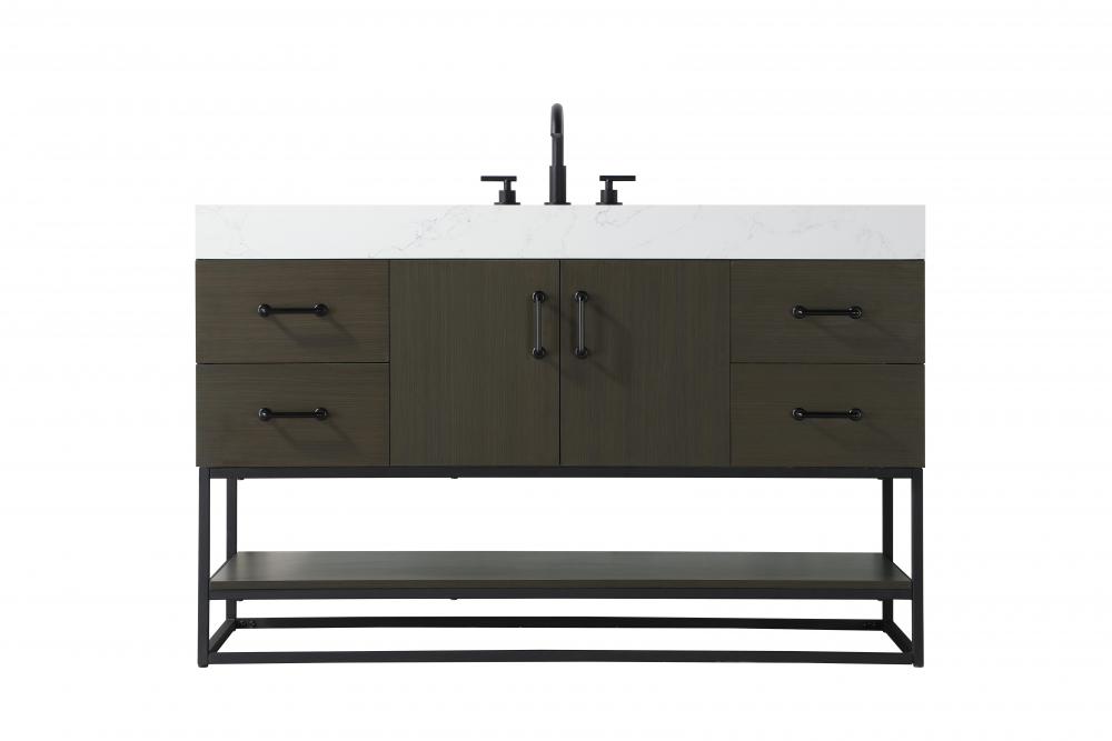 54 inch Single Bathroom Vanity in Mocha Brown