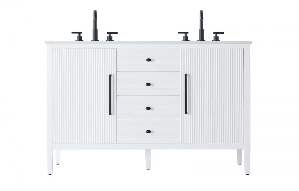 54 inch Double Bathroom Vanity in White