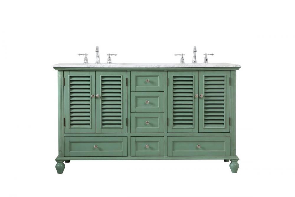 60 inch Double Bathroom Vanity in Vintage Mint