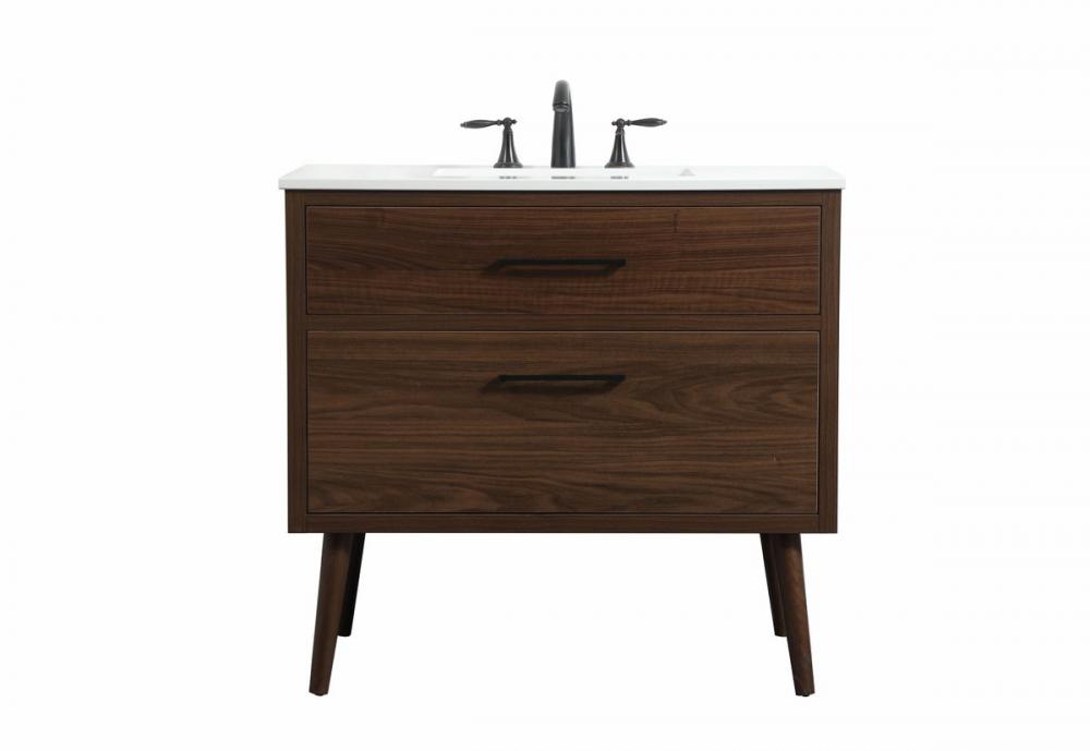 36 Inch Single Bathroom Vanity in Walnut