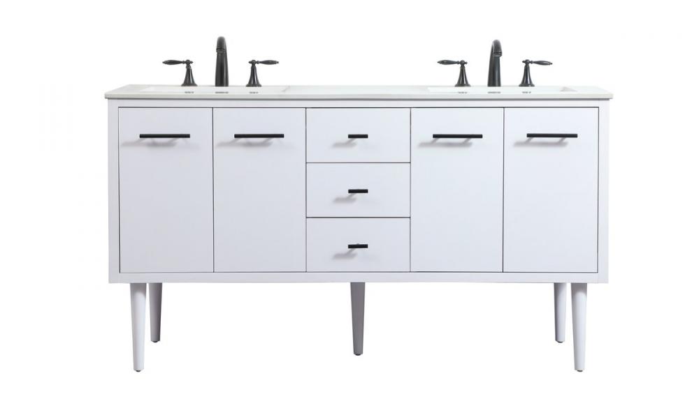 60 inch Single bathroom vanity in white