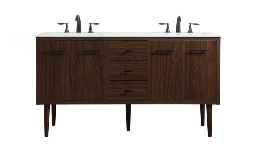 60 inch Single bathroom vanity in walnut