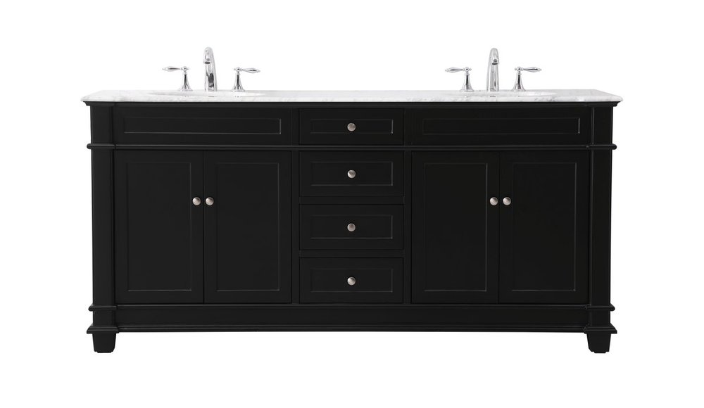 72 Inch Double Bathroom Vanity Set in Black