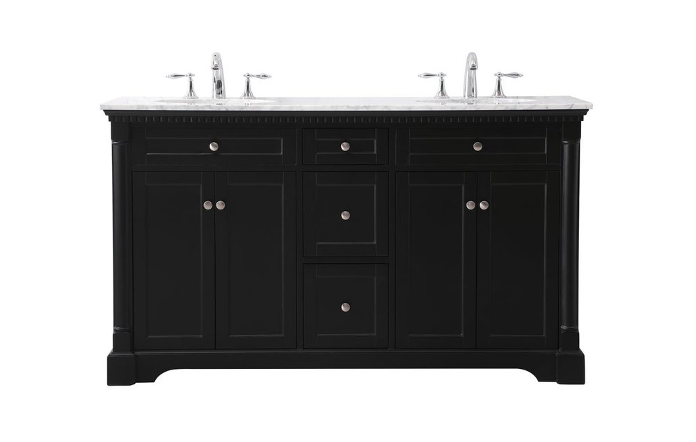 60 Inch Double Bathroom Vanity Set in Black