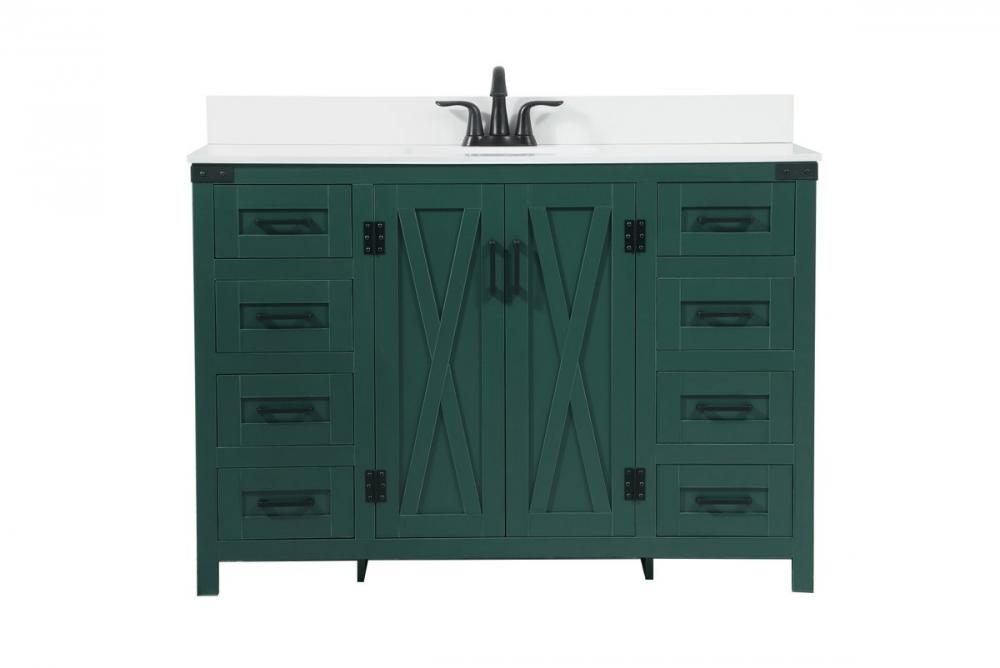 48 Inch Single Bathroom Vanity in Green with Backsplash