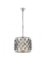 Elegant 1206D14PN-SS/RC - Madison 4 Light Polished Nickel Pendant Silver Shade (Grey) Royal Cut Crystal