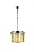 Elegant 1208D16PN-GT/RC - Sydney 3 Light Polished Nickel Pendant Golden Teak (Smoky) Royal Cut Crystal