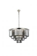 Elegant 1231D32PN-SS/RC - Sydney 17 light polished nickel Chandelier Silver Shade (Grey) Royal Cut Crystal