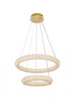 Elegant 3800G24SG - Bowen 24 Inch Adjustable LED Chandelier in Satin Gold