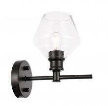 Elegant LD2308BK - Gene 1 Light Black and Clear Glass Wall Sconce