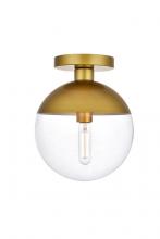 Elegant LD6067BR - Eclipse 1 Light Brass Flush Mount With Clear Glass