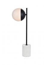 Elegant LD6104BK - Eclipse 1 Light Black Table Lamp With Frosted White Glass