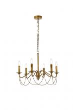 Elegant LD7048D24BR - Westley 6 Lights Pendant in Brass