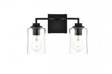 Elegant LD7314W14BLK - Ronnie 2 Light Black and Clear Bath Sconce