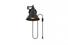 Elegant LD7331W7BLK - Jair 1 Light Black Swing Arm Plug in Wall Sconce