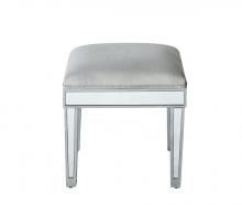 Elegant MF72007 - Dressing stool 18in. Wx 14in. D x 18in. H in antique silver paint