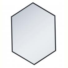 Elegant MR4424BK - Metal frame hexagon mirror 24 inch in Black