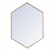 Elegant MR4424BR - Metal Frame HexAgon Mirror 24 Inch in Brass