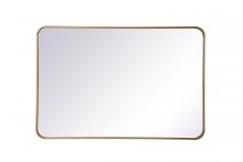 Elegant MR802740BR - Soft Corner Metal Rectangular Mirror 27x40 Inch in Brass