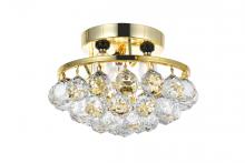 Elegant V9805F10G/RC - Corona 3 Light Chrome Flush Mount Clear Royal Cut Crystal