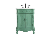 Elegant VF10127VM-VW - 27 inch Single Bathroom vanity in vintage mint with ivory white engineered marble