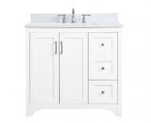 Elegant VF17036WH-BS - 36 Inch Single Bathroom Vanity in White with Backsplash