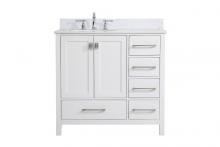 Elegant VF18836WH-BS - 36 Inch Single Bathroom Vanity in White with Backsplash