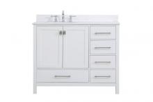 Elegant VF18842WH-BS - 42 inch Single Bathroom Vanity in White with Backsplash