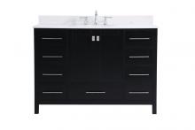 Elegant VF18848BK-BS - 48 Inch Single Bathroom Vanity in Black with Backsplash