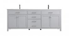 Elegant VF23384DGR - 84 Inch Double Bathroom Vanity In Grey