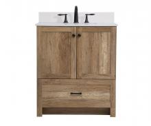 Elegant VF2830NT-BS - 30 Inch Single Bathroom Vanity in Natural Oak with Backsplash