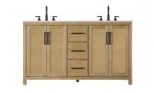 Elegant VF29560DLO - 60 Inch Double Bathroom Vanity In Linen Oak