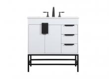 Elegant VF48832MWH - 32 Inch Single Bathroom Vanity in White