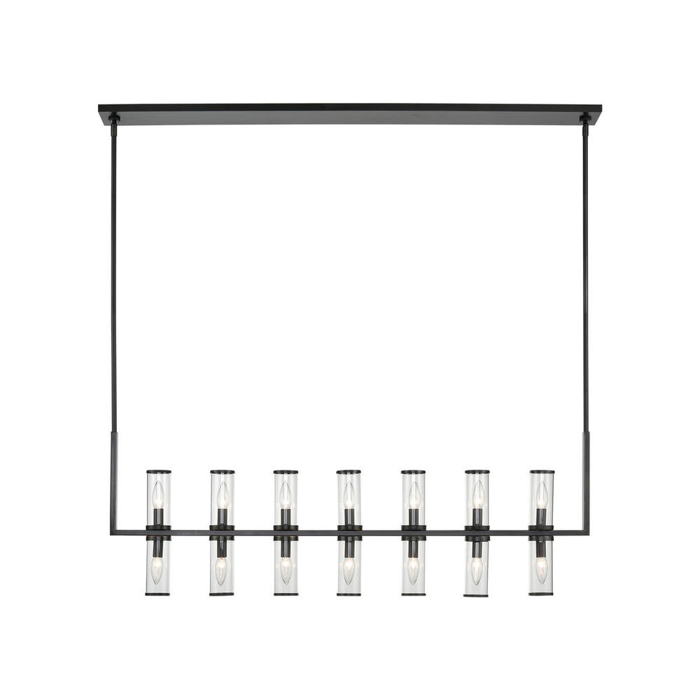 Revolve Clear Glass/Urban Bronze 14 Lights Linear Pendant